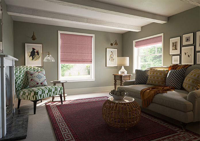 Delicate Chevron, Garnet - Motorised Roman Blind - Image 6